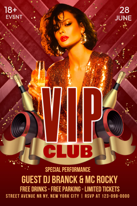 Vip Box Poster Red Vip Club Event Posters Template | PosterMyWall