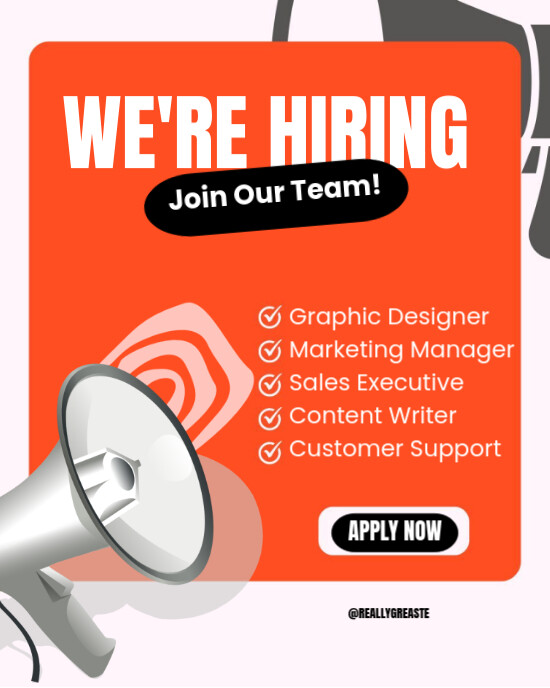 Red Maximalist We're Hiring Instagram Portrait template