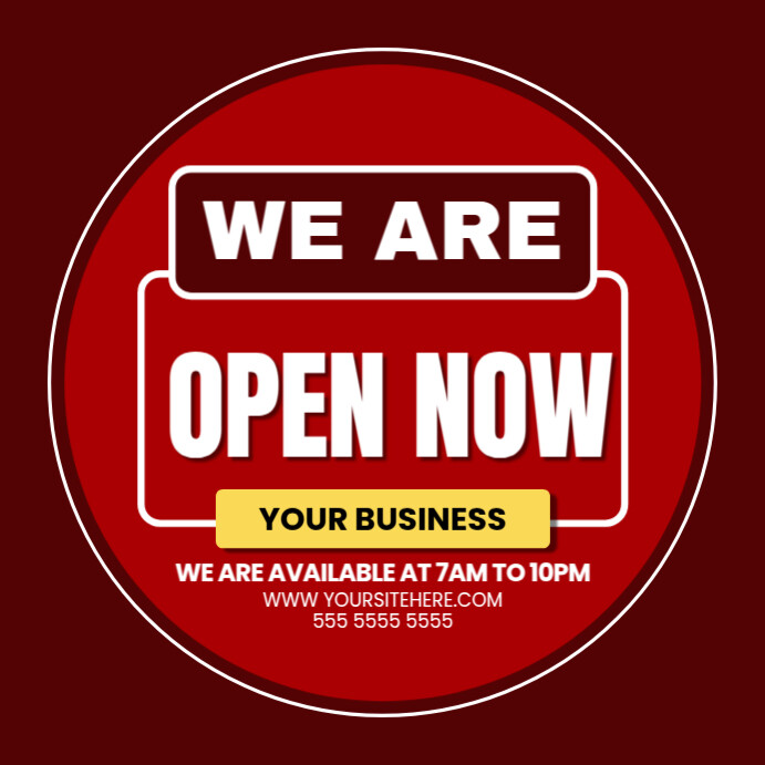 Red Maximalist We Are Open Instagram Post template