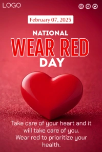 Red Maximalist Wear Red Day  Poster template