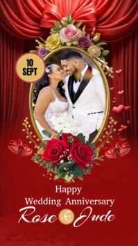Red Maximalist Wedding Anniversary Flyer Design  Instagram Story template