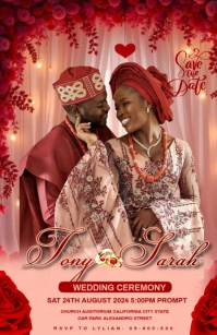 Red Maximalist Wedding Invitation Templates Design Tabloid Tablóide