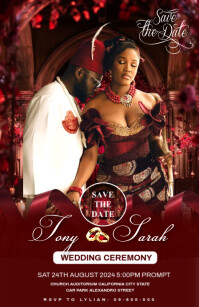 Red Maximalist Wedding Invitation Templates Design Tabloid Tablóide