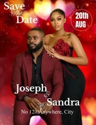 Red Maximalist Wedding Save The Date Flyer (us Letter) Pamflet (Letter AS) template