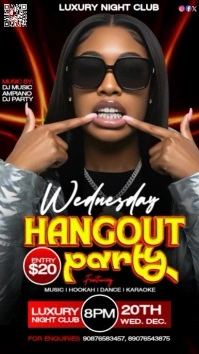 Red Maximalist Wednesday Hangout Party Digital Display (9:16) template