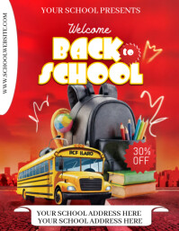 Red Maximalist Welcome Back To School Template Design  Flyer (us Letter)