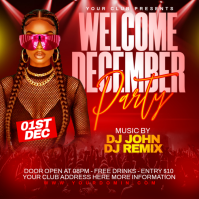 Red Maximalist Welcome December Instagram Post template