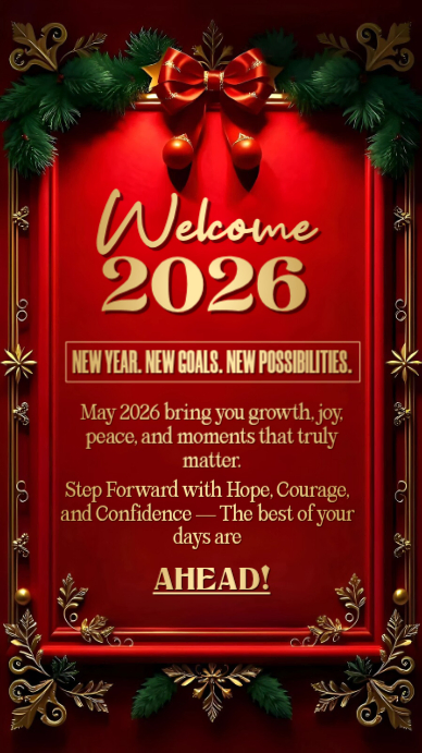 Plantilla de Red Maximalist Welcome New Year 2026 | Elegant New ...
