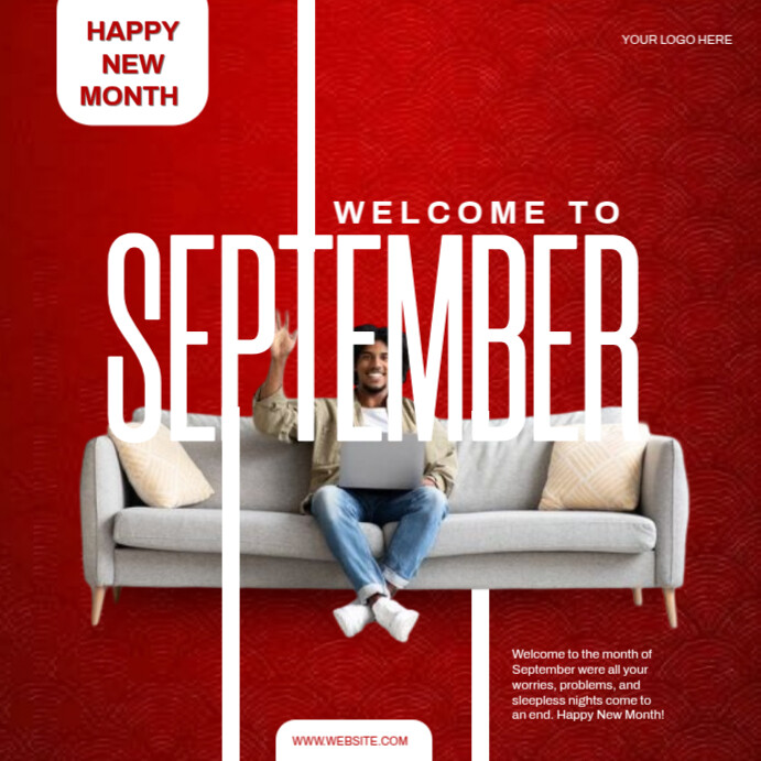 Red Maximalist Welcome To September  Instagram Post template