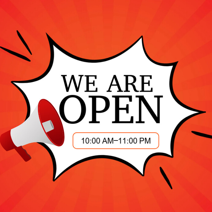 Red maximalist welcome we are open now announcement instagram post ...