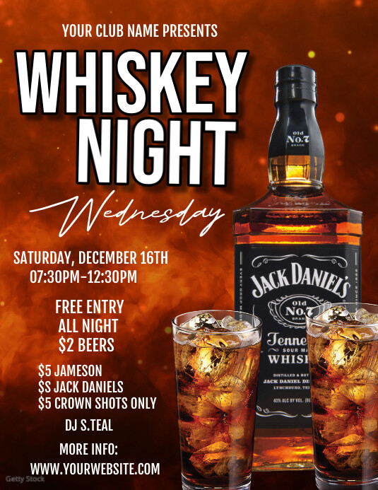 Red Maximalist Whiskey Night Flyer (us Letter Template | PosterMyWall