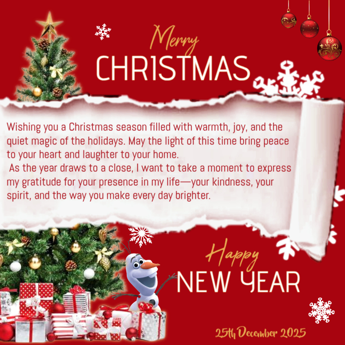 Red Maximalist White Merry Christmas And New Year Greetings Instagram ...