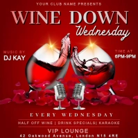 Red Maximalist Wine Down Wednesday Flyer Instagram Post template