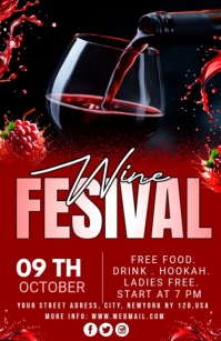 Red Maximalist Wine Tasting Invitation Half Page Wide template