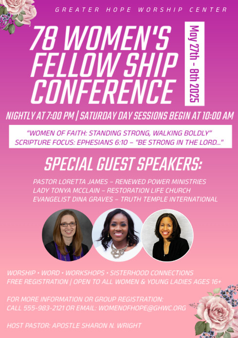 Copy of Red Maximalist Women's Fellow Ship Conference A4 | PosterMyWall