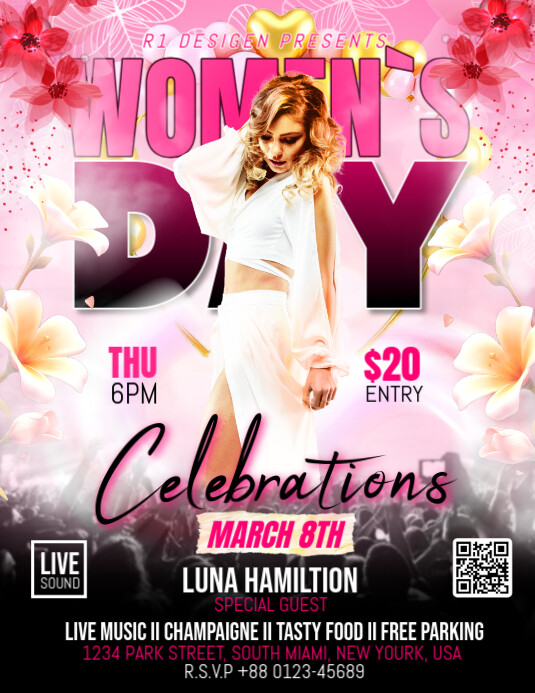 Copy of Red Maximalist Women's Day Night Party Flyer Flyer (us Letter ...