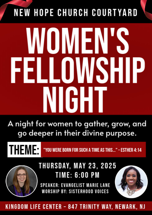Red Maximalist Women's Fellowship Night   A4 template