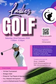 Red Maximalist Women And Ladies Golf Tournament Poster template
