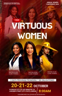 Red Maximalist Women Conference Invitation Te Tabloid template