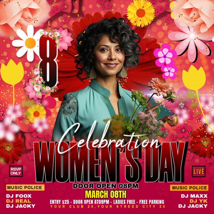Copy of Red Maximalist Womens Day Celebration Party Flyer Instagram ...