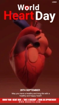 Red Maximalist World Heart Day Template  Digital Display (9:16)
