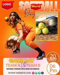Red Maximalist World Softball Day Instagram Portrait template