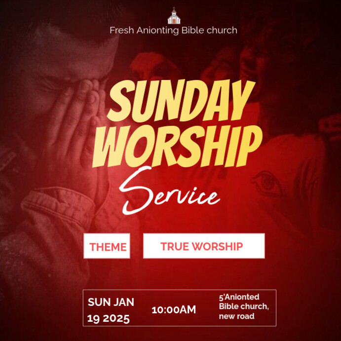 Copy of Red Maximalist Worship Sunday Instagram Post | PosterMyWall