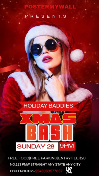 Red Maximalist Xmas Baddies Party Instagram Story Template | PosterMyWall