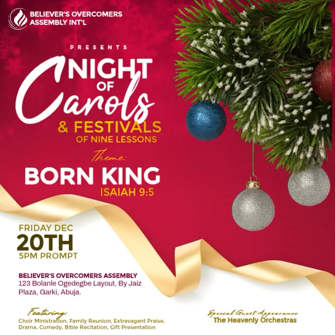 Red Maximalist Xmas Carol Night Template Instagram Post | PosterMyWall