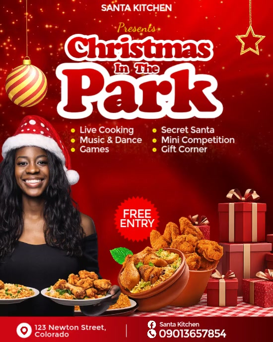 Red Maximalist Xmas In The Park Design Template  Instagram Portrait