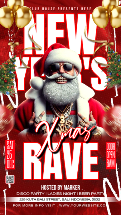 Red Maximalist Xmas New Year's Rave Instagram Story Template | PosterMyWall
