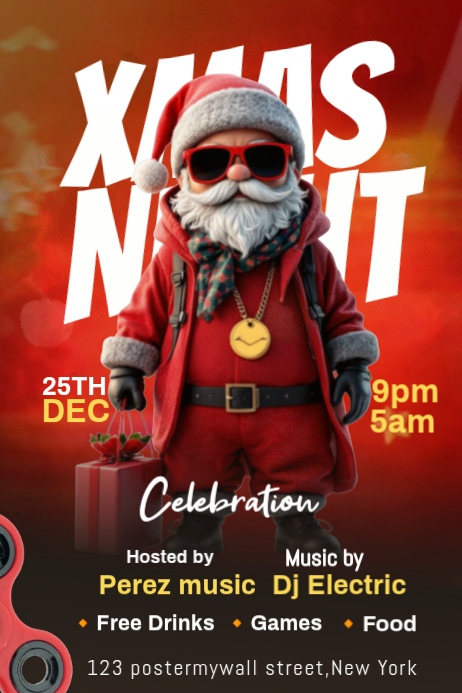 Red Maximalist Xmas Night Poster Template | PosterMyWall