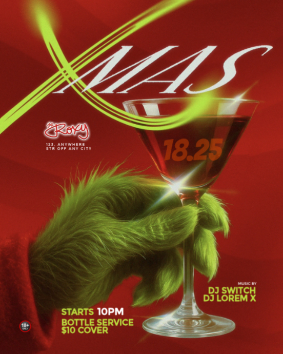 Plantilla de Red Maximalist Xmas Party Flyer Instagram Portrait ...