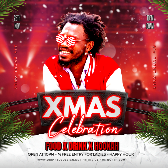 Red Maximalist Xmas Party Flyer Instagram Post Template | PosterMyWall