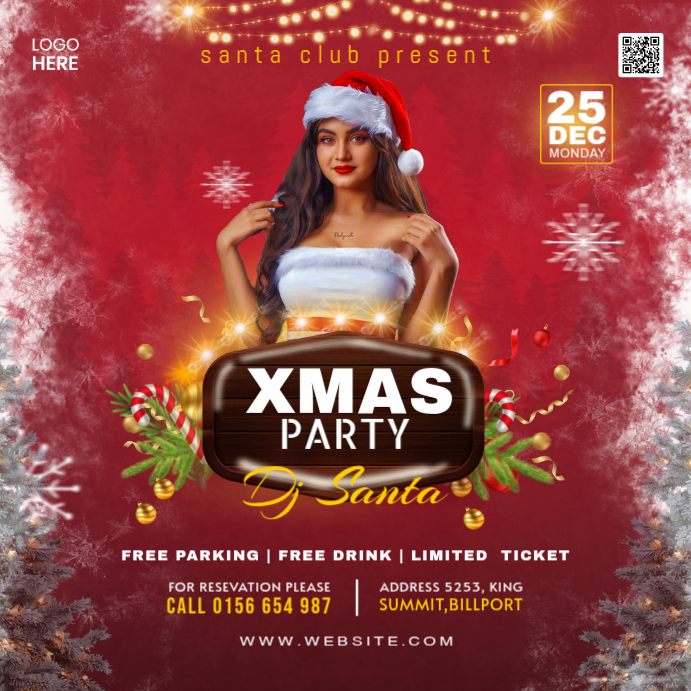 Red Maximalist Xmas Party Template Instagram Post | PosterMyWall