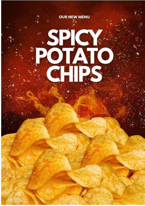 Red Maximalist Yellow And Red Modern Potato Chips Advertisement Poster A2 template