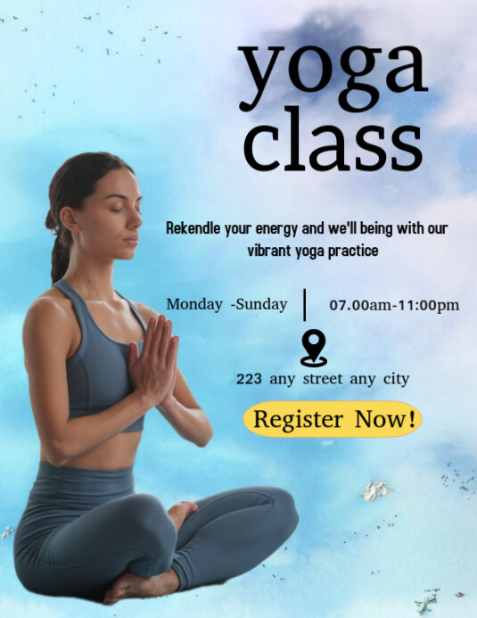 Red Maximalist Yoga Class  Flyer (us Letter) template