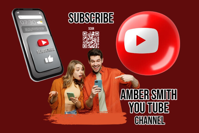 Red Maximalist Youtube Channel  Sub Poster template
