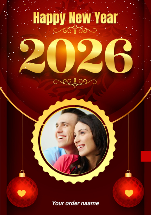 Red Maximaliste Happy New Year 2026 A4 Templat | PosterMyWall