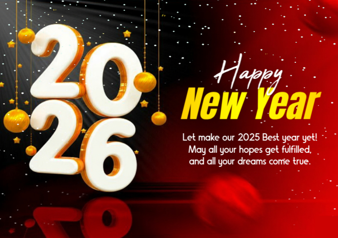 Red Maximaliste Happy New Year 2026 Templat | PosterMyWall
