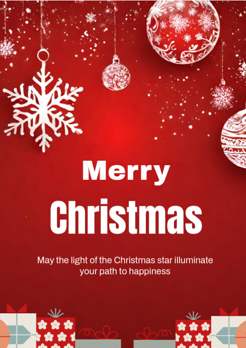Red Merry Christmas A4 Template | PosterMyWall