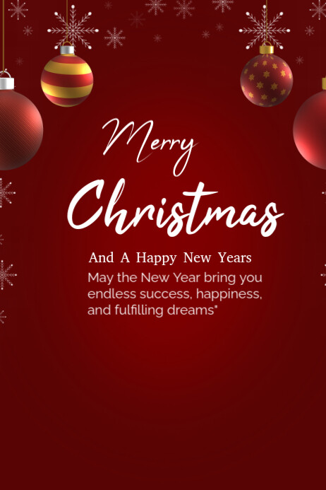 Red Merry Christmas And A Happy New Years Poster Template | PosterMyWall