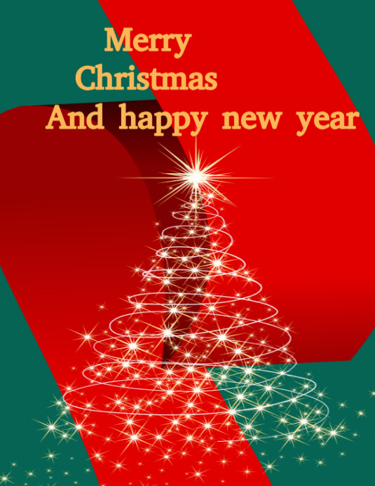 Plantilla de Red Merry Christmas And Happy New Year Flyer (us Letter ...