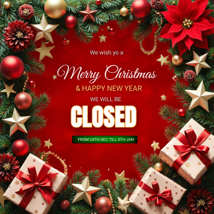 Red Merry Christmas And Happy New Year Instagram Post Template ...