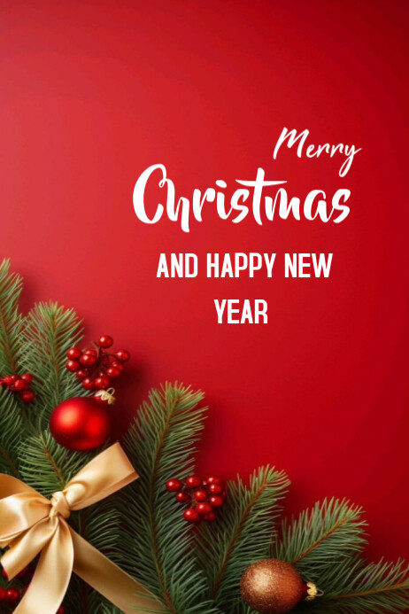 Copy of Red Merry Christmas And New Year Templates Online Greeting ...