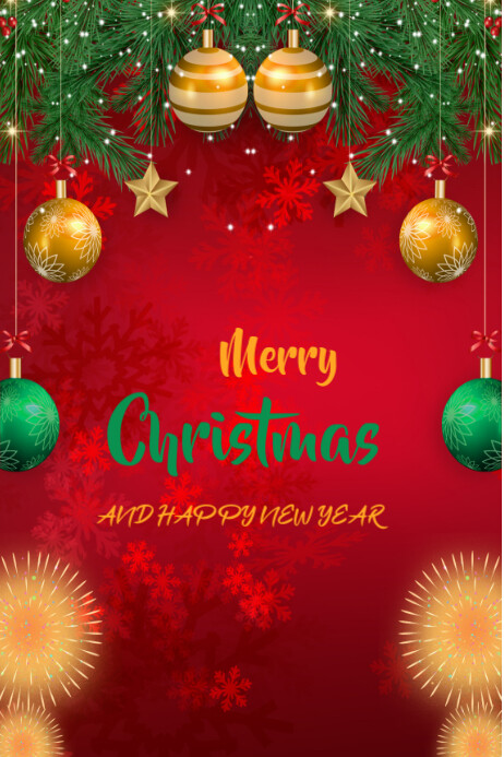Copy of Red Merry Christmas And New Year Templates Online Greeting ...