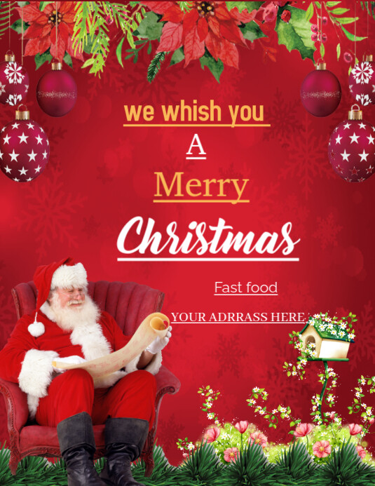Copy of Red Merry Christmas Party Flyer (us Letter) | PosterMyWall