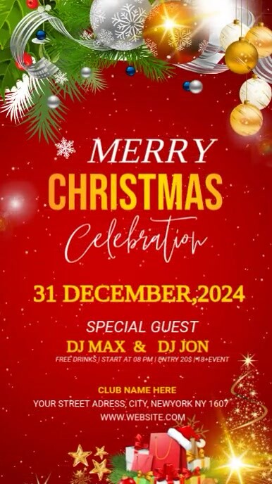 Red Merry Christmas Party Instagram Reel Template | PosterMyWall