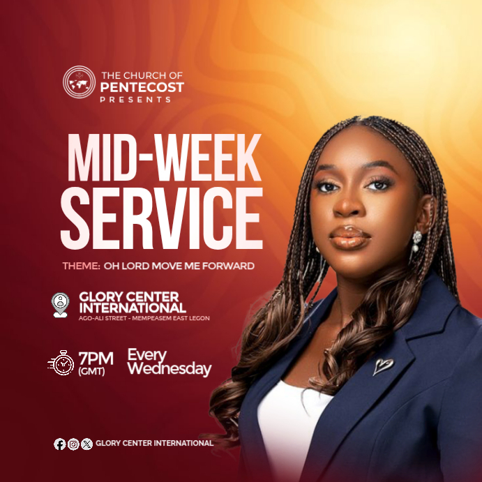 Red Mid-week Church Service Instagram Post Template | PosterMyWall