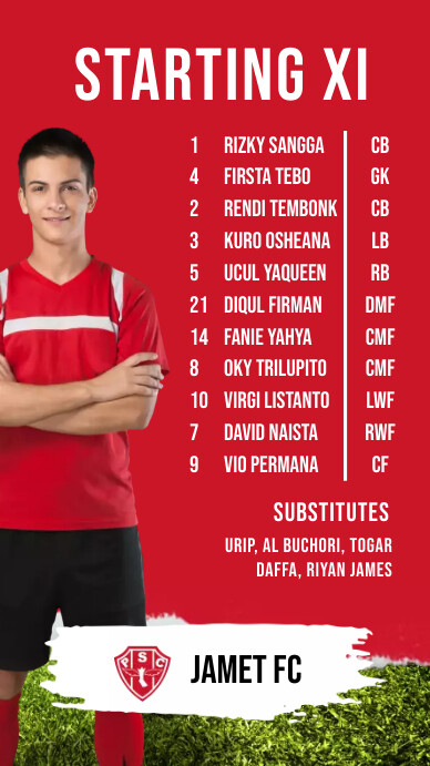Copy of Red Minimalist Starting Line-Up Football Inst | PosterMyWall